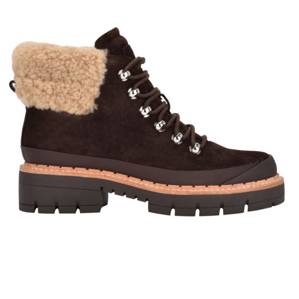 💥NWT💥 Marc Fisher LTD Cade Genuine Shearling Cuff Lace-up Boot - Picture 3 of 15